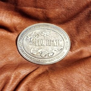 1990's Vintage Fox Racing Motocross Stainless Steel Belt Buckle